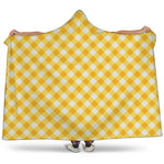 Honey Yellow And White Gingham Print Hooded Blanket