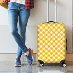 Honey Yellow And White Gingham Print Luggage Cover