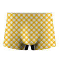 Honey Yellow And White Gingham Print Men's Boxer Briefs