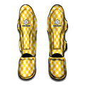 Honey Yellow And White Gingham Print Muay Thai Shin Guards