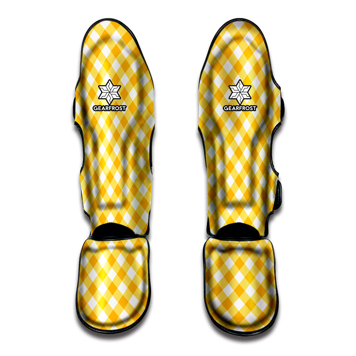 Honey Yellow And White Gingham Print Muay Thai Shin Guard