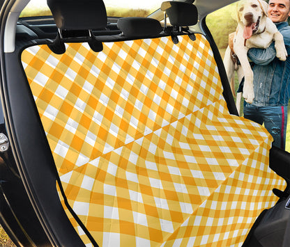 Honey Yellow And White Gingham Print Pet Car Back Seat Cover