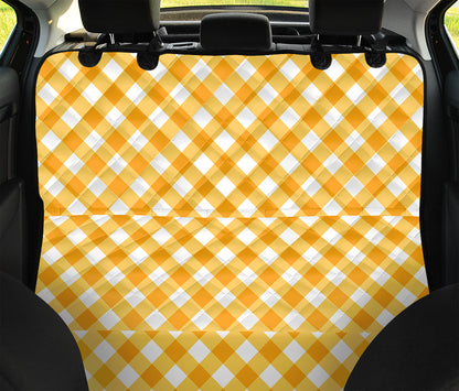 Honey Yellow And White Gingham Print Pet Car Back Seat Cover