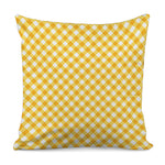 Honey Yellow And White Gingham Print Pillow Cover