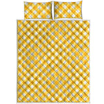 Honey Yellow And White Gingham Print Quilt Bed Set