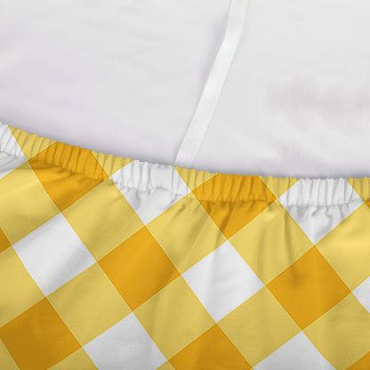 Honey Yellow And White Gingham Print Sofa Cover