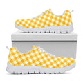 Honey Yellow And White Gingham Print White Running Shoes