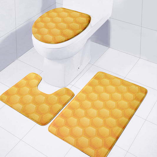 Honeycomb Pattern Print 3 Piece Bath Mat Set