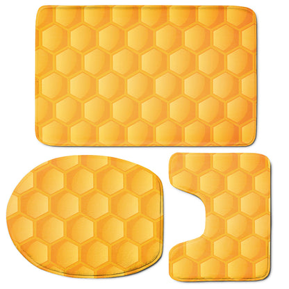 Honeycomb Pattern Print 3 Piece Bath Mat Set