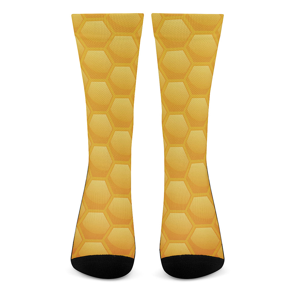 Honeycomb Pattern Print Crew Socks
