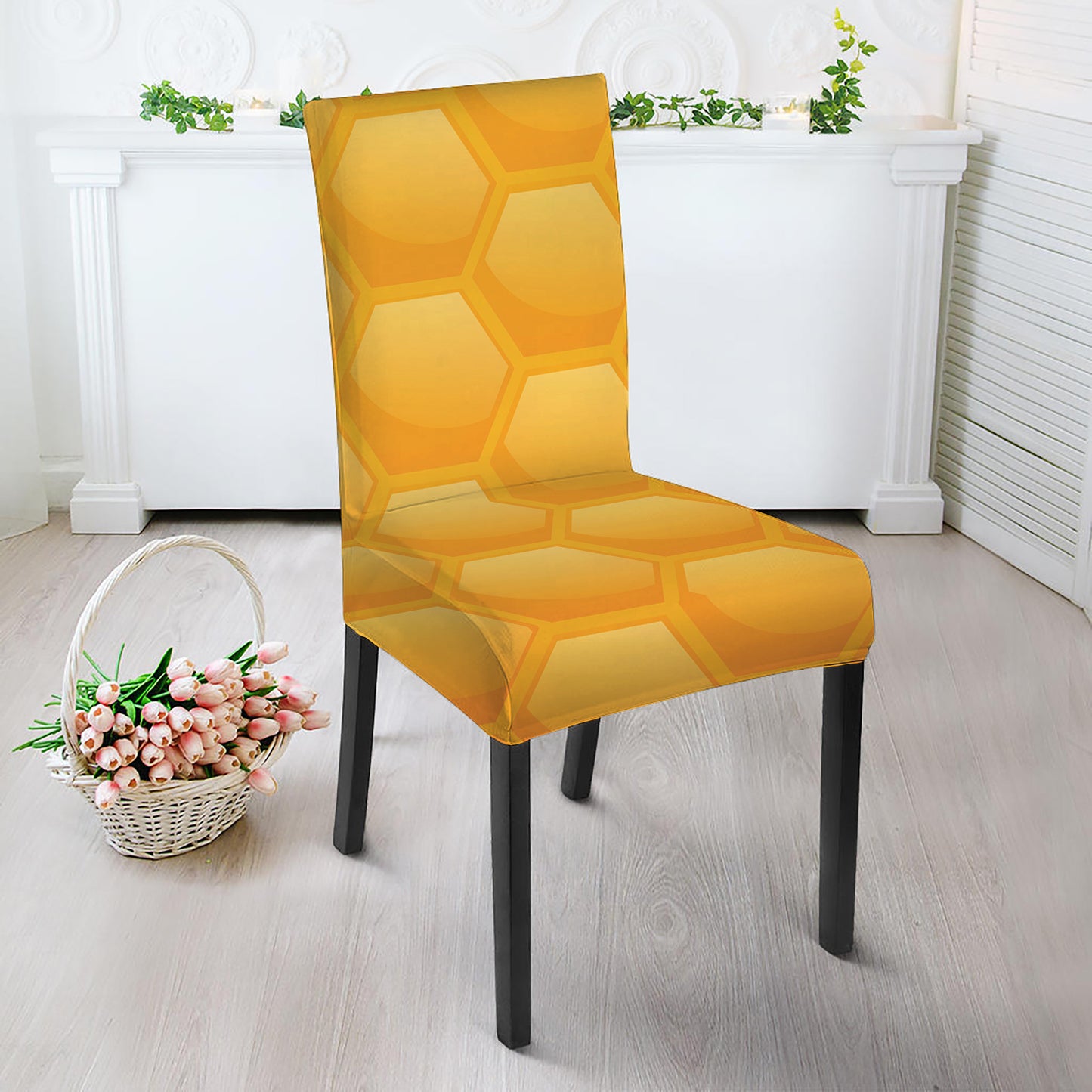Honeycomb Pattern Print Dining Chair Slipcover