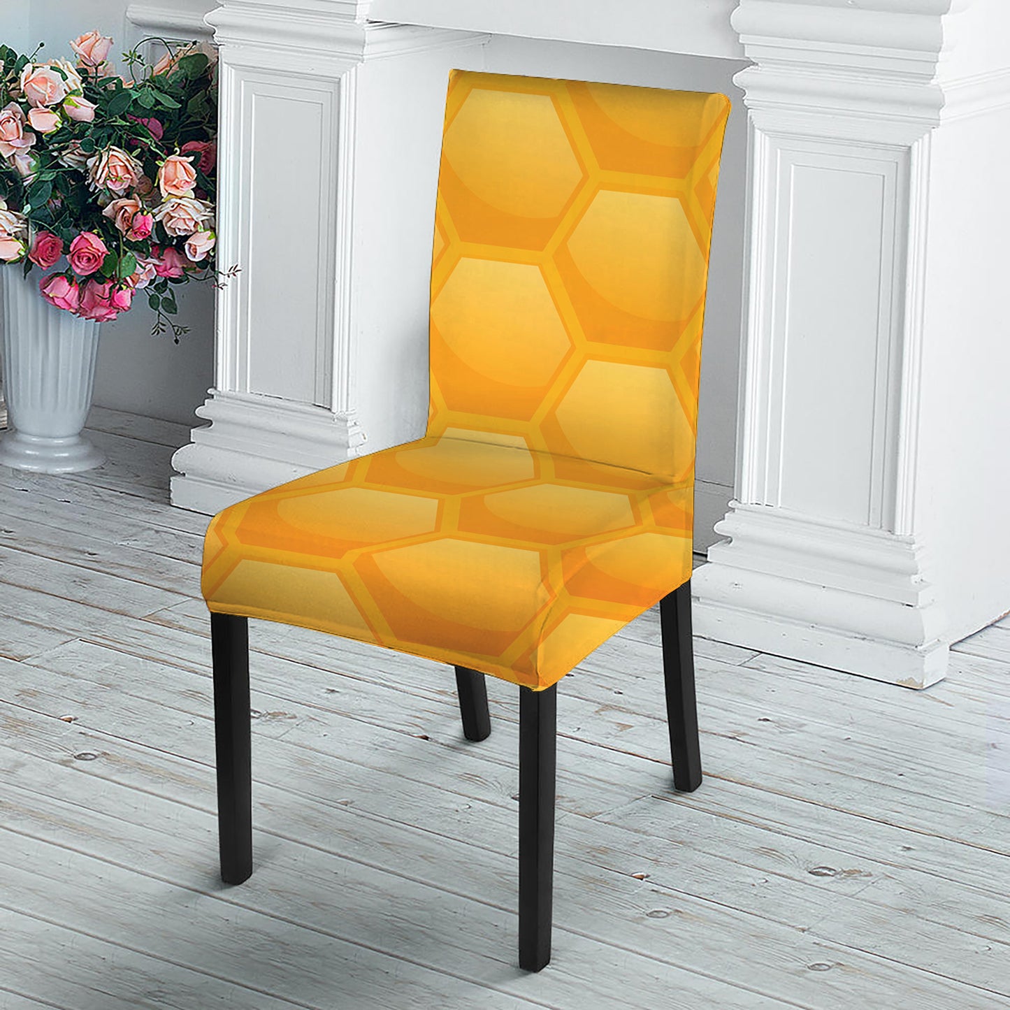 Honeycomb Pattern Print Dining Chair Slipcover
