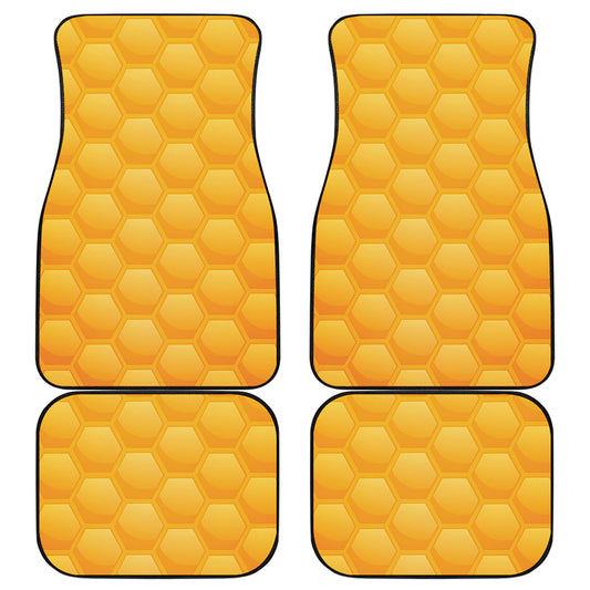 Honeycomb Pattern Print Front and Back Car Floor Mats