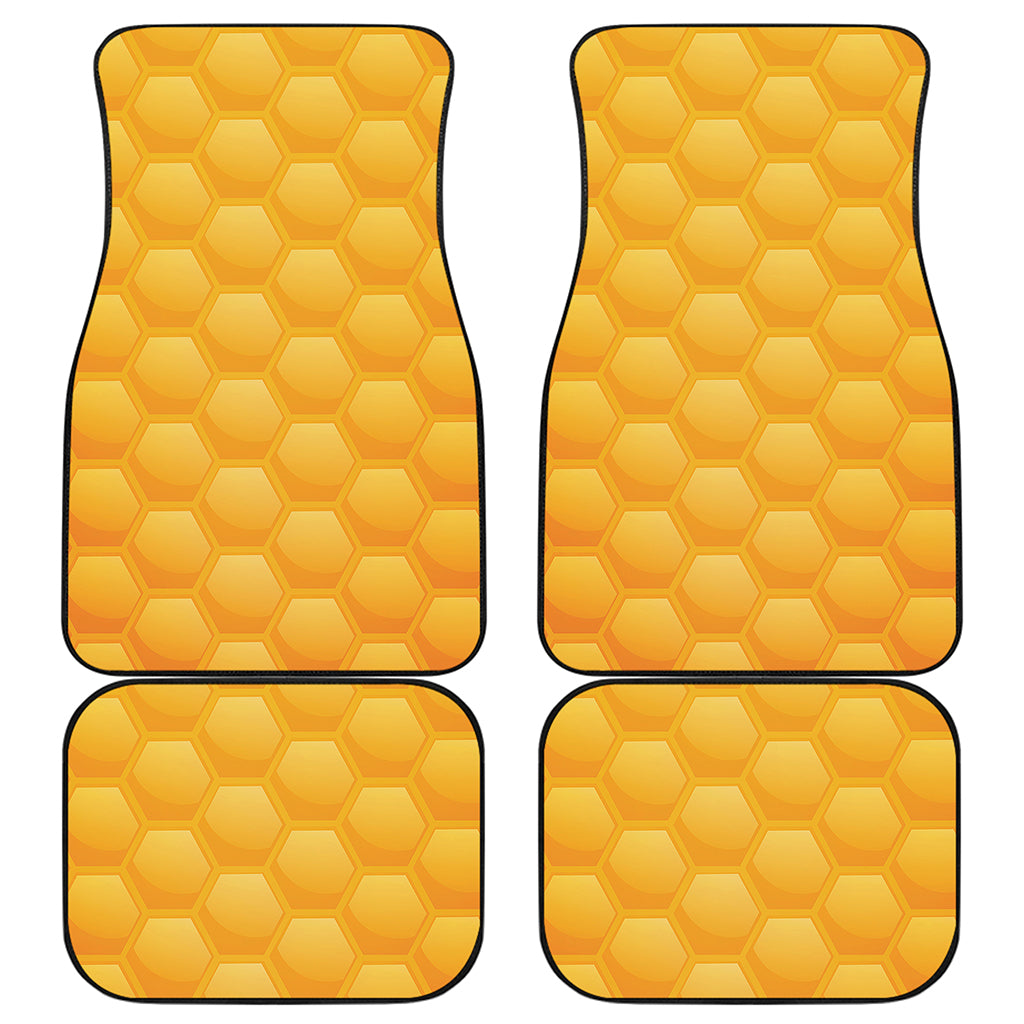 Honeycomb Pattern Print Front and Back Car Floor Mats