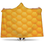 Honeycomb Pattern Print Hooded Blanket