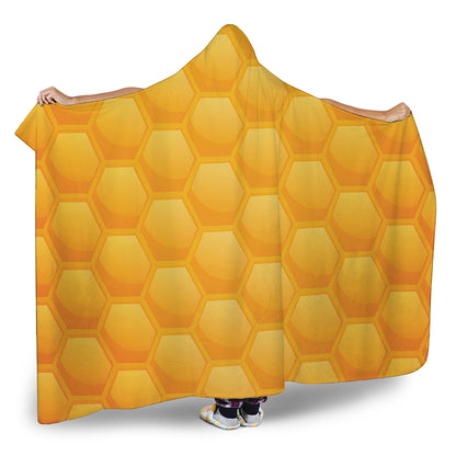 Honeycomb Pattern Print Hooded Blanket