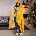 Honeycomb Pattern Print Hooded Blanket