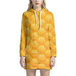 Honeycomb Pattern Print Hoodie Dress