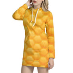 Honeycomb Pattern Print Hoodie Dress