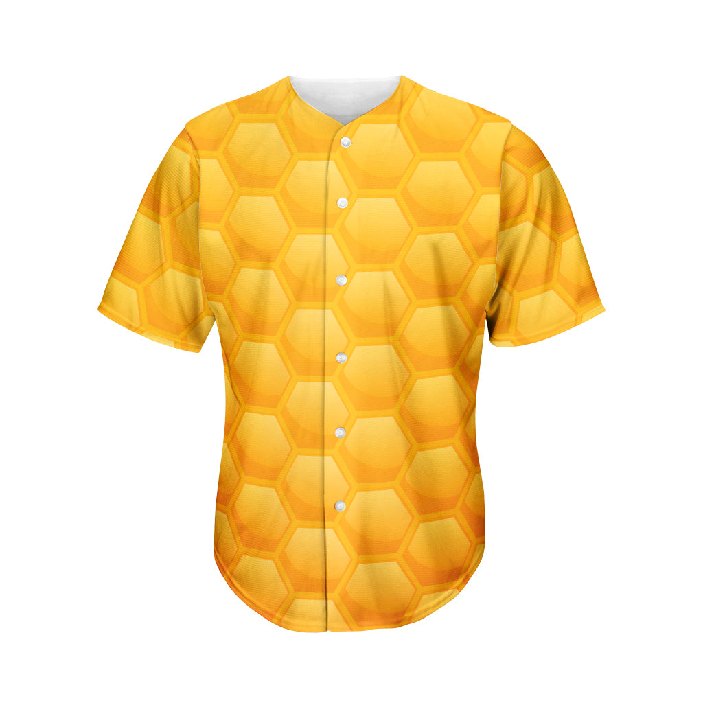 Honeycomb Pattern Print Men's Baseball Jersey