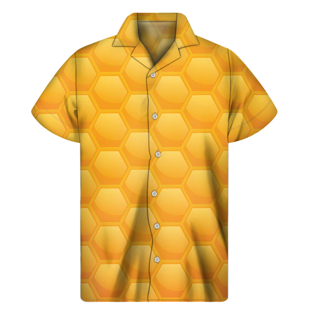 Honeycomb Pattern Print Men's Short Sleeve Shirt