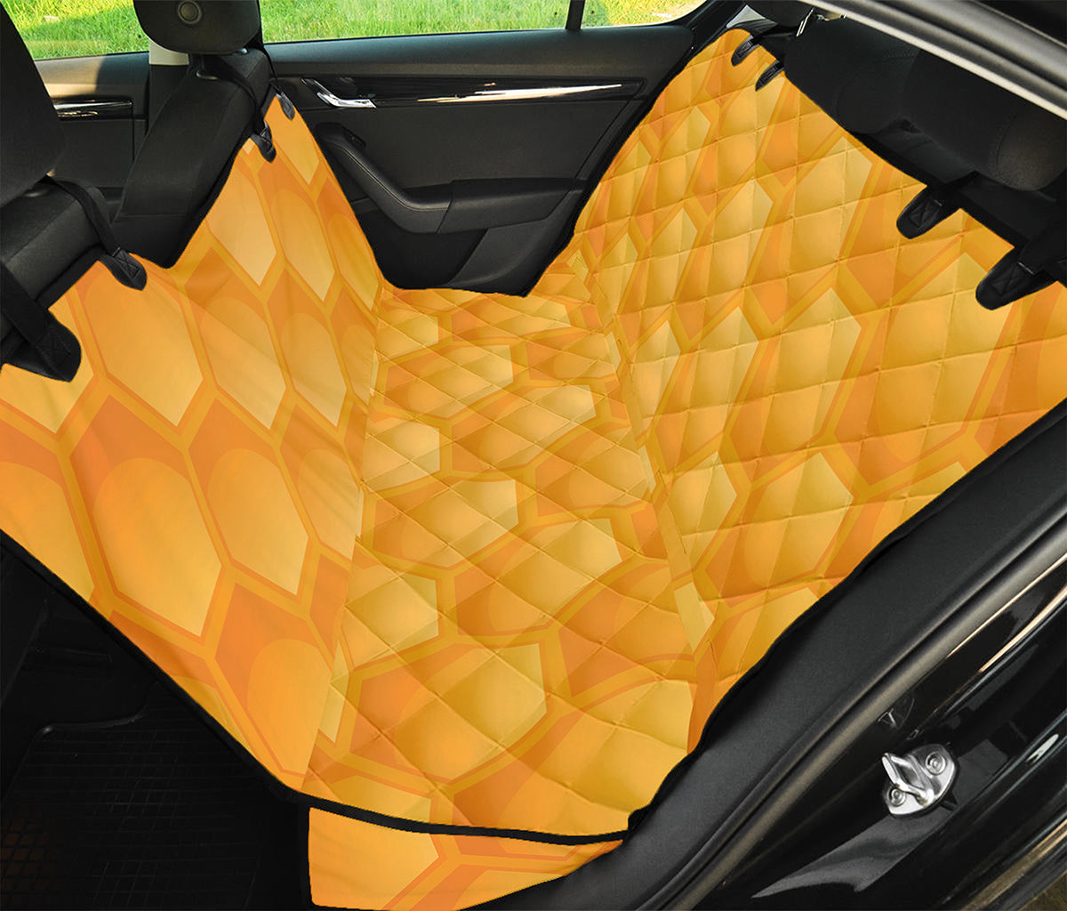 Honeycomb Pattern Print Pet Car Back Seat Cover