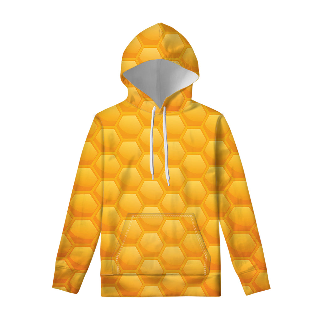 Honeycomb Pattern Print Pullover Hoodie