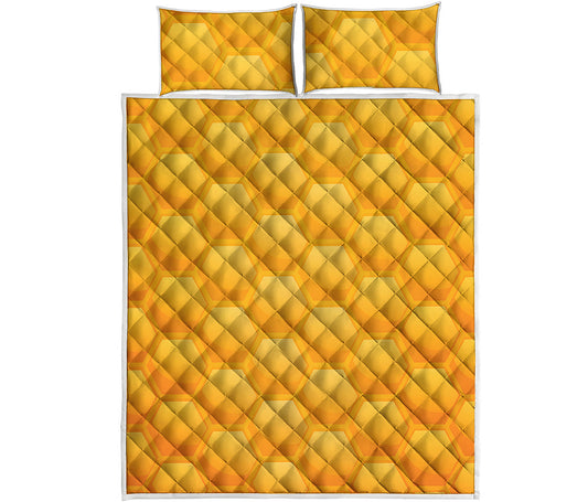 Honeycomb Pattern Print Quilt Bed Set