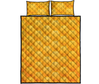 Honeycomb Pattern Print Quilt Bed Set