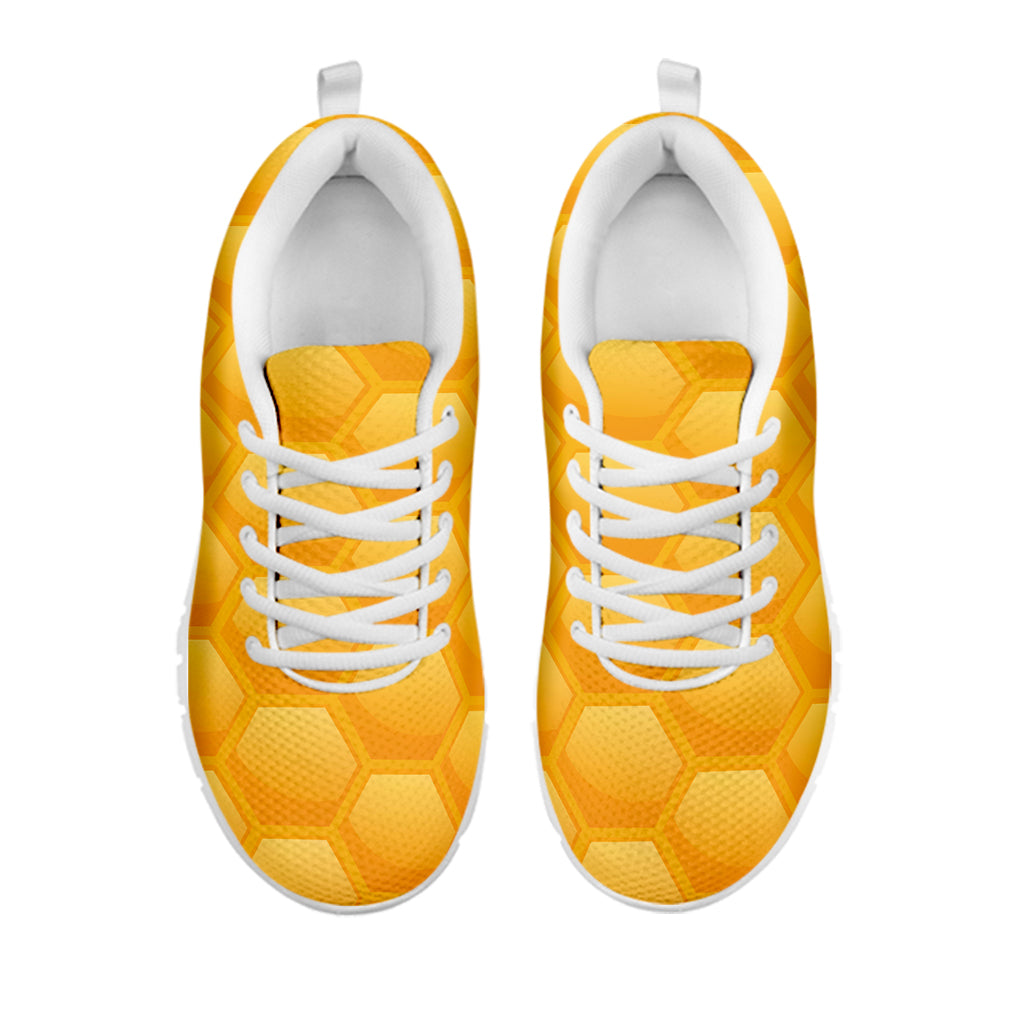 Honeycomb Pattern Print White Sneakers