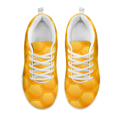Honeycomb Pattern Print White Sneakers