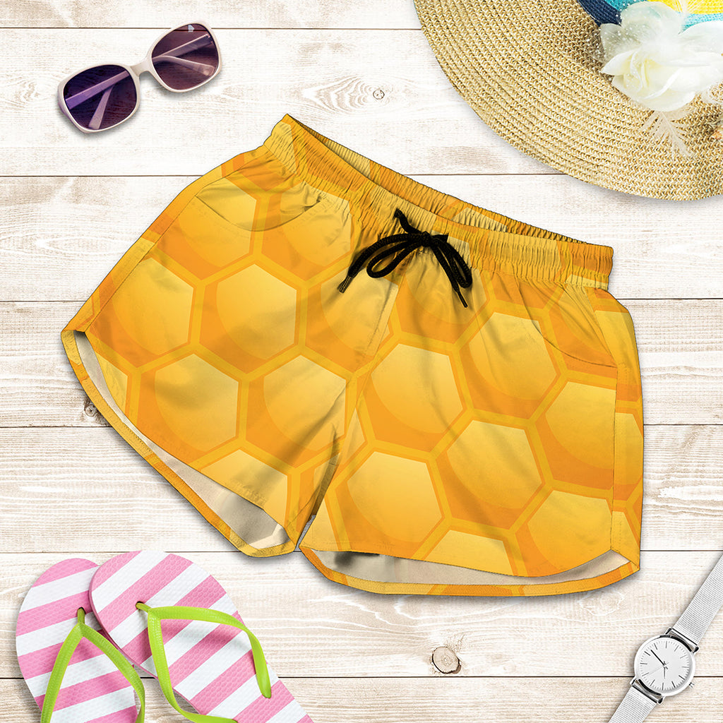 Honeycomb Pattern Print Women's Shorts