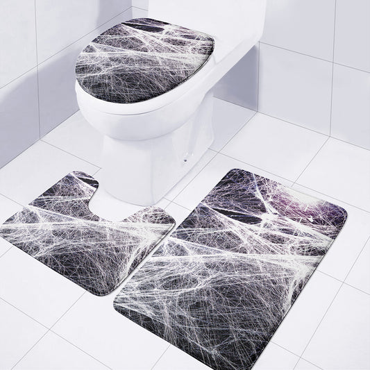 Horror Cobweb Print 3 Piece Bath Mat Set