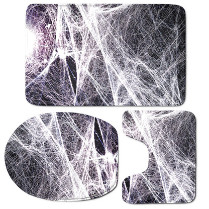 Horror Cobweb Print 3 Piece Bath Mat Set