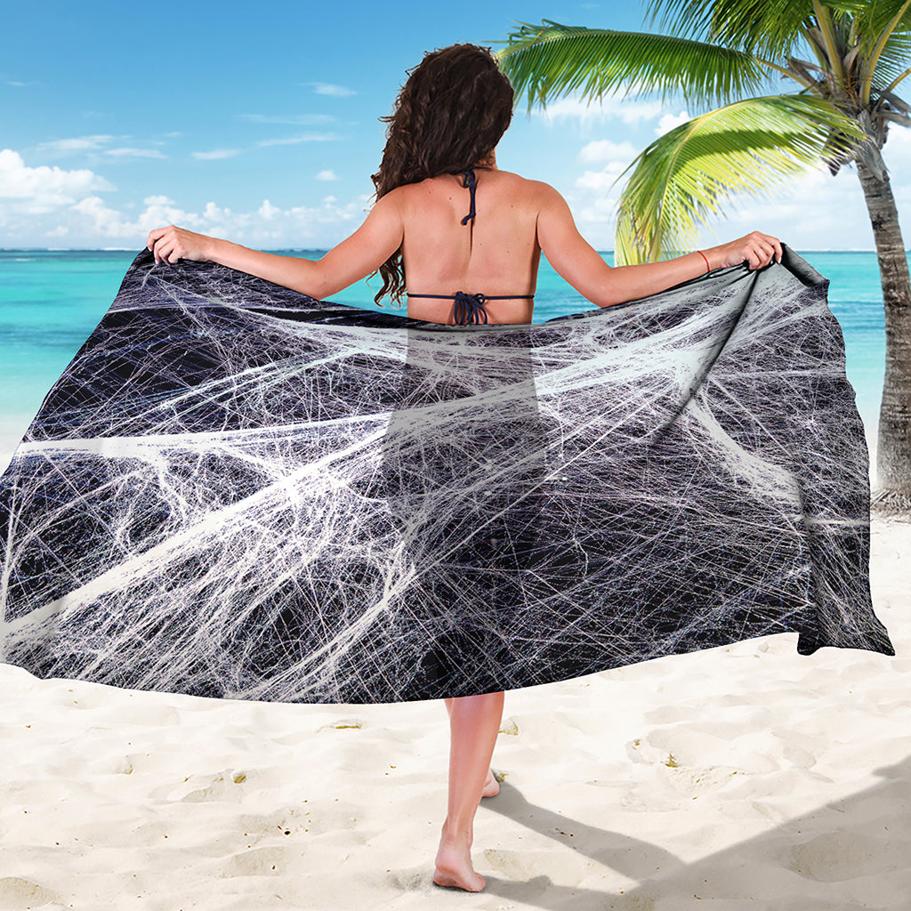 Horror Cobweb Print Beach Sarong Wrap