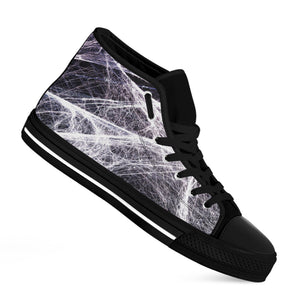 Horror Cobweb Print Black High Top Shoes