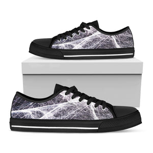 Horror Cobweb Print Black Low Top Shoes