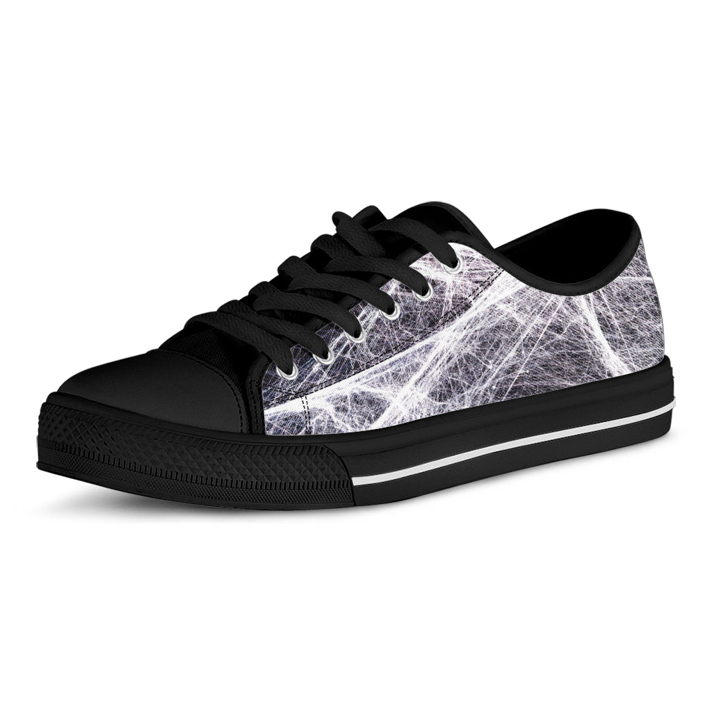 Horror Cobweb Print Black Low Top Shoes