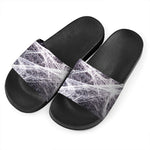 Horror Cobweb Print Black Slide Sandals