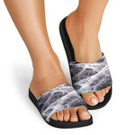 Horror Cobweb Print Black Slide Sandals