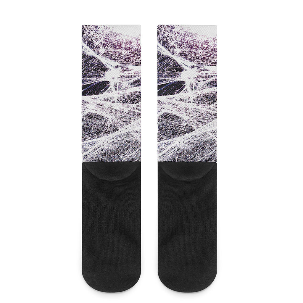 Horror Cobweb Print Crew Socks