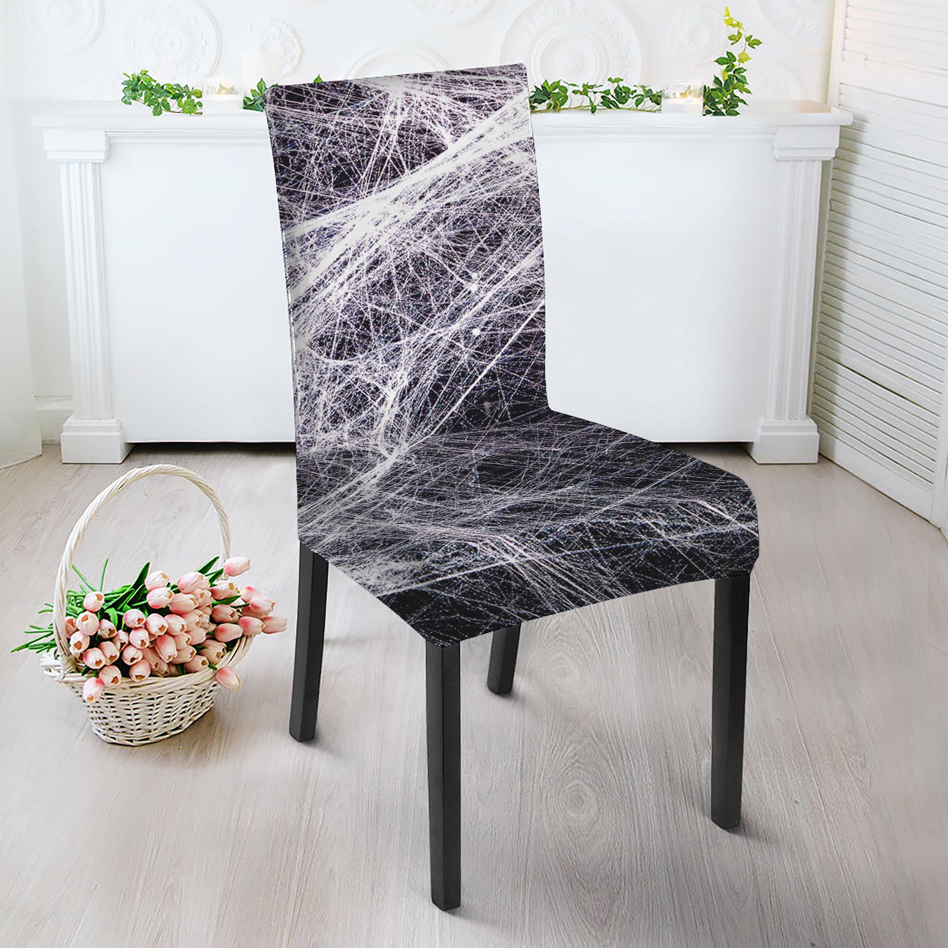 Horror Cobweb Print Dining Chair Slipcover