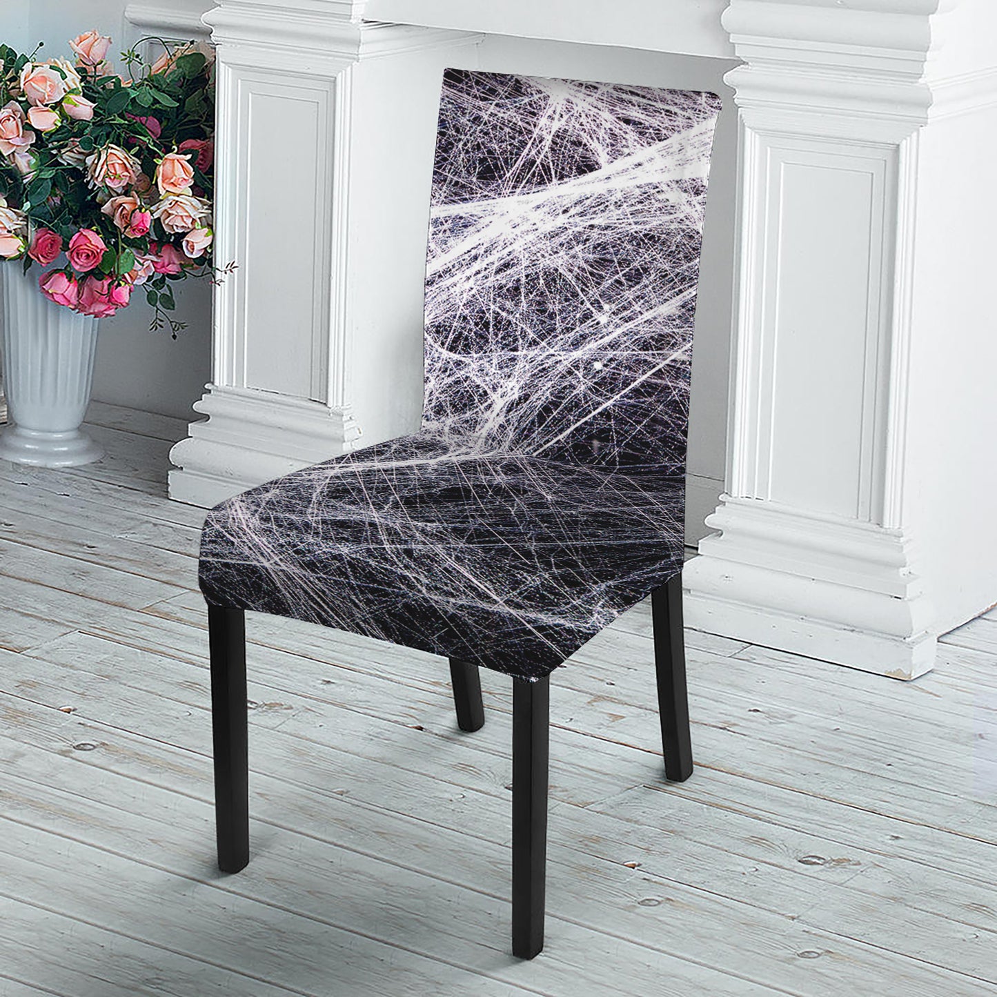 Horror Cobweb Print Dining Chair Slipcover