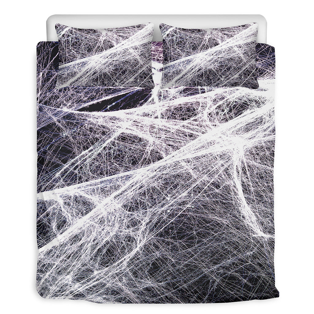 Horror Cobweb Print Duvet Cover Bedding Set