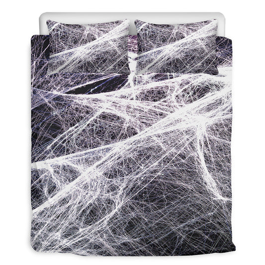 Horror Cobweb Print Duvet Cover Bedding Set