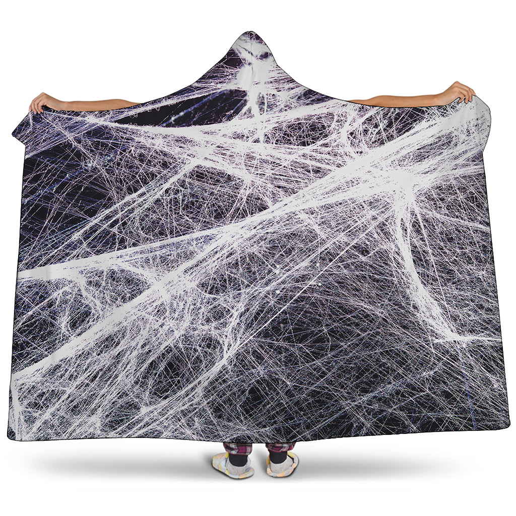 Horror Cobweb Print Hooded Blanket