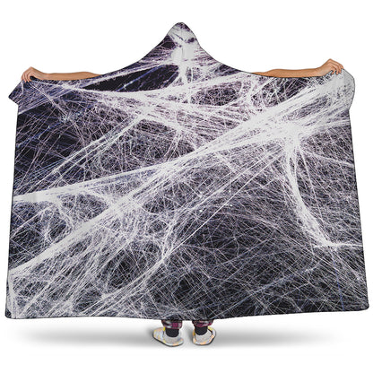 Horror Cobweb Print Hooded Blanket
