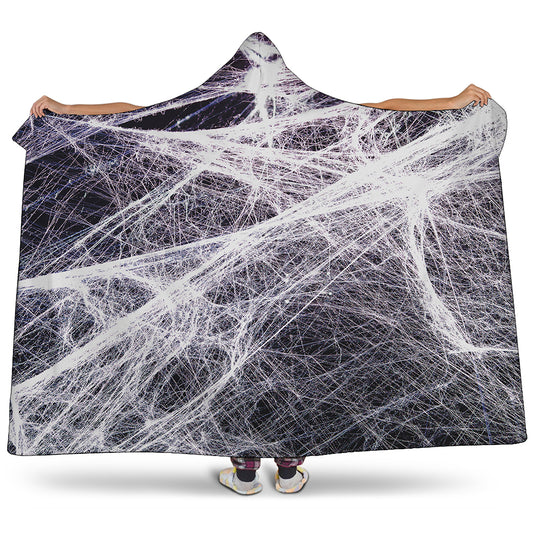 Horror Cobweb Print Hooded Blanket