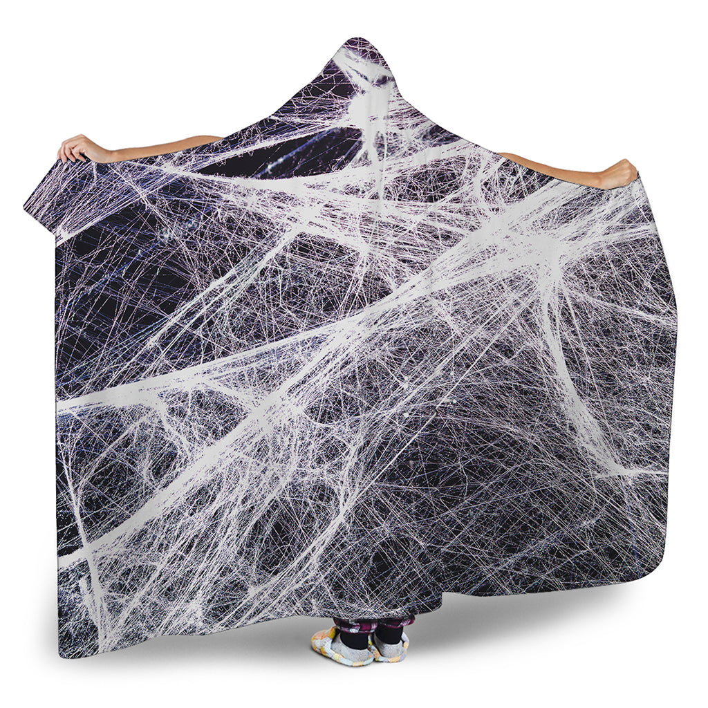 Horror Cobweb Print Hooded Blanket
