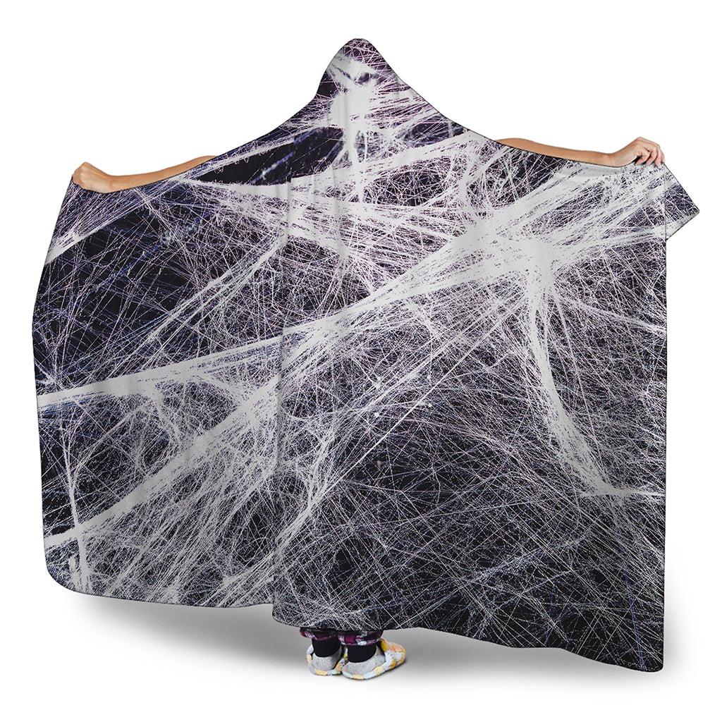 Horror Cobweb Print Hooded Blanket